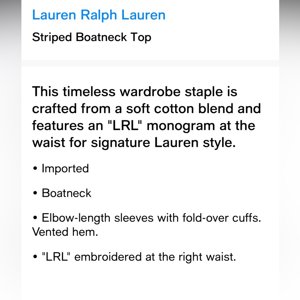 Lauren Ralph Lauren Navy and White Striped Tee - Picture 14 of 14
